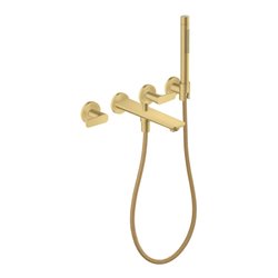 hansgrohe 3-Loch Fertigset Wannemisch.Wand UP Axor Citterio C mit Handbrause BGO