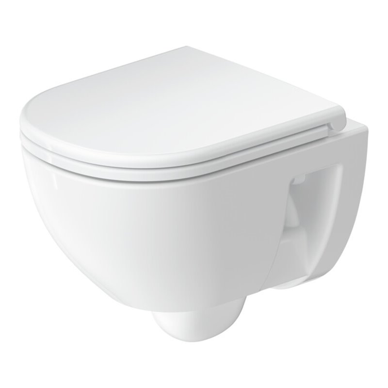 Duravit Wand-WC, Tiefspüler D-Code Compact 37x48cm, 4,5 l, riml, w, o vorm. Scharn.