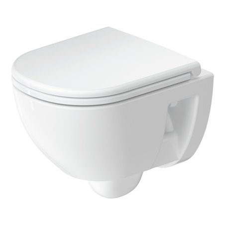 Duravit Wand-WC, Tiefspüler D-Code Compact 37x48cm, 4,5 l, riml, w, o vorm. Scharn.