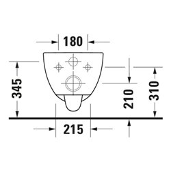 Duravit Wand-WC, Tiefspüler D-Code Compact 37x48cm, 4,5 l, riml, w, o vorm. Scharn.