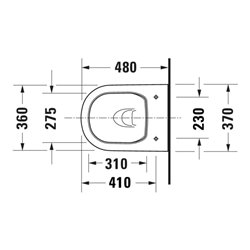 Duravit Wand-WC, Tiefspüler D-Code Compact 37x48cm, 4,5 l, riml, w, o vorm. Scharn.