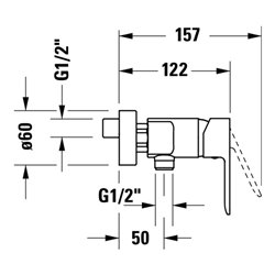 Duravit Brause-Einhebelmischer D-Code Aufputz, Keramikmischsystem, chrom