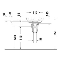 Duravit Handwaschbecken D-Code 45x33,5cm, mit Hahnloch, Überlauf, weiß