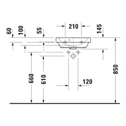 Duravit Handwaschbecken D-Code 45x33,5cm, mit Hahnloch, Überlauf, weiß