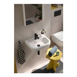 Duravit Handwaschbecken D-Code 45x33,5cm, mit Hahnloch, Überlauf, weiß