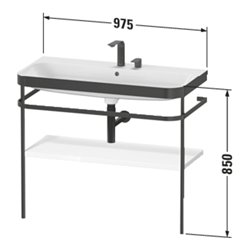Duravit Möbelwaschtisch-Kombi Happy D.2 Plus 97,5x49cm, 2 HL, Tau s-matt, m Konsole