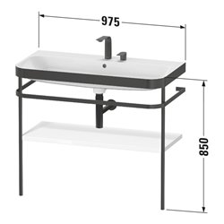 Duravit Möbelwaschtisch-Kombi Happy D.2 Plus 97,5x49cm, 2 HL, Tau s-matt, m Konsole