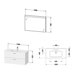 Duravit Möbel-Set XBase 103x49cm, WT, WTU 2 SBK, Sp., graph ma