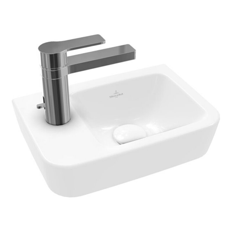 V&B Handwaschbecken O.NOVO Compact 36x25cm, eck, Beck. re, m HL, o. ÜL, we