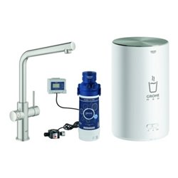 Grohe Spültisch-Einhebelmischer Red Duo supersteel, M-Size, mit Boiler