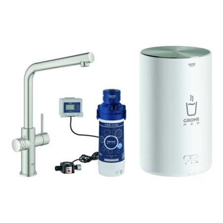 Grohe Spültisch-Einhebelmischer Red Duo supersteel, M-Size, mit Boiler