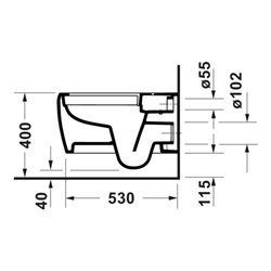 Duravit Wand-WC, Tiefspüler Qatego 38,5x57cm, 4 l, weiß Hochglanz
