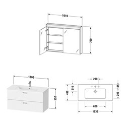 Duravit Möbel-Set XBase 103x49cm, WT, WTU 2 SBK, Spanplattenschraube, graph ma