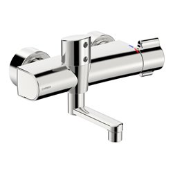 Hansa Infrarot-Waschtischwandarmatur HANSAELECTRA Batteriebetr., THM, Ausl. 186mm, chrom