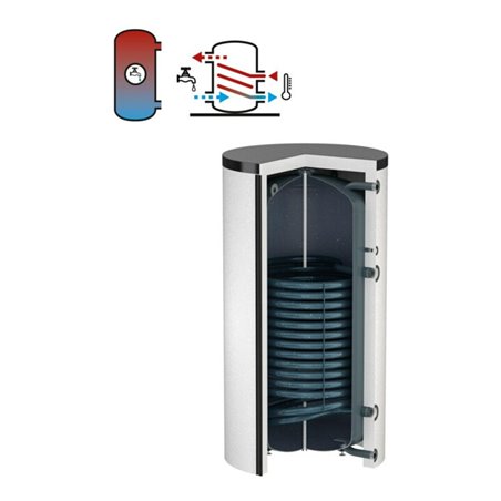 Flamco Standspeicher Duo 2000 l, weiß, mit EPS-Isolierung