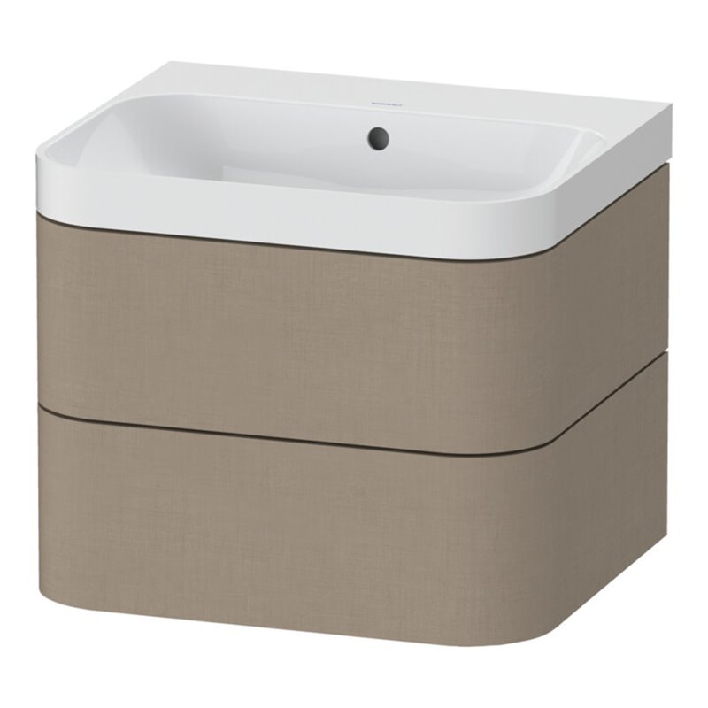 Duravit Möbelwaschtisch Happy D.2 Plus 57,5x49cm, o. HL, leinen, 2 Schubkästen