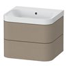 Duravit Möbelwaschtisch Happy D.2 Plus 57,5x49cm, o. HL, leinen, 2 Schubkästen