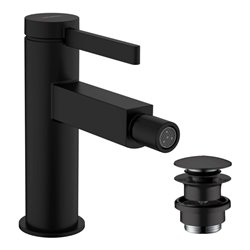 hansgrohe Bidet-Einhebelmischer Finoris m Push-Open-Ablaufgarnitur, schwarz matt