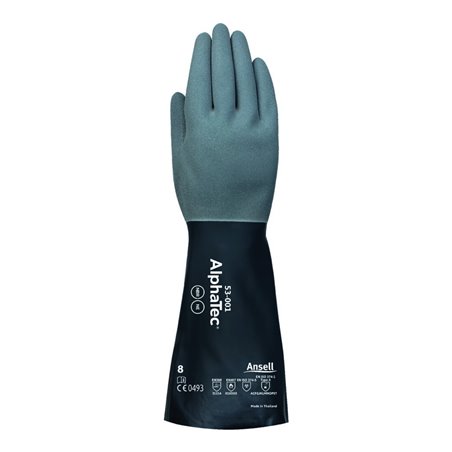 Chemiehandschuhe AlphaTec 53-001 grau/schwarz EN 388,EN 374,EN 407 6 PA
