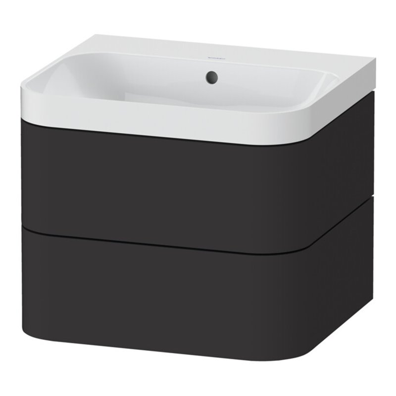 Duravit Möbelwaschtisch Happy D.2 Plus 57,5x49cm, o. HL, graph matt, 2 Schubk.