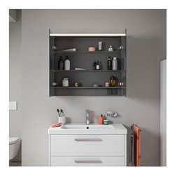Duravit LED-Spiegel D-Code 2.0 m Steckd. 2 Tür., Lichtf ob, 80x70x14,8cm, we. ma