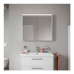 Duravit LED-Spiegel D-Code 2.0 m Steckd. 2 Tür., Lichtf ob, 80x70x14,8cm, we. ma