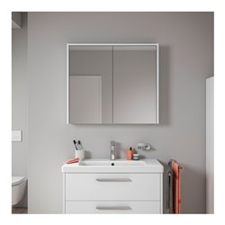 Duravit LED-Spiegel D-Code 2.0 m Steckd. 2 Tür., Lichtf ob, 80x70x14,8cm, we. ma