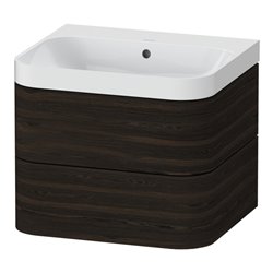Duravit Möbelwaschtisch Happy D.2 Plus 57,5x49cm, o. HL, Nussb geb., 2 Schubk.