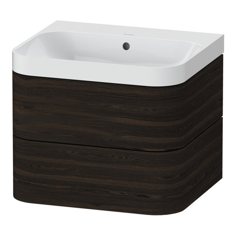 Duravit Möbelwaschtisch Happy D.2 Plus 57,5x49cm, o. HL, Nussb geb., 2 Schubk.