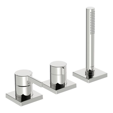 Hansa Fertigmontageset HANSALOFT 3-Loch-Bidet-Einhebelmischer, Rosette eckig, chrom