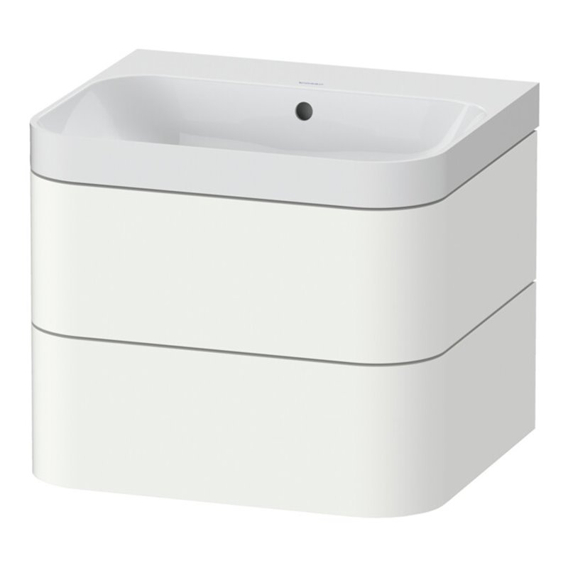 Duravit Möbelwaschtisch Happy D.2 Plus 57,5x49cm, o. HL, we s-matt, 2 Schubk.