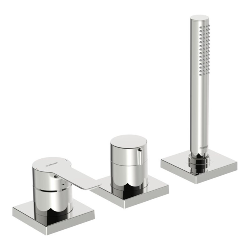 Hansa Fertigmontageset HANSALIGNA 3-Loch-Bidet-Einhebelmischer, Rosette eckig, chrom