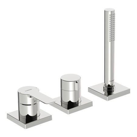 Hansa Fertigmontageset HANSALIGNA 3-Loch-Bidet-Einhebelmischer, Rosette eckig, chrom