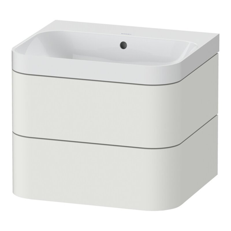 Duravit Möbelwaschtisch Happy D.2 Plus 57,5x49cm, o HL, No we s-matt, 2 Schubk.