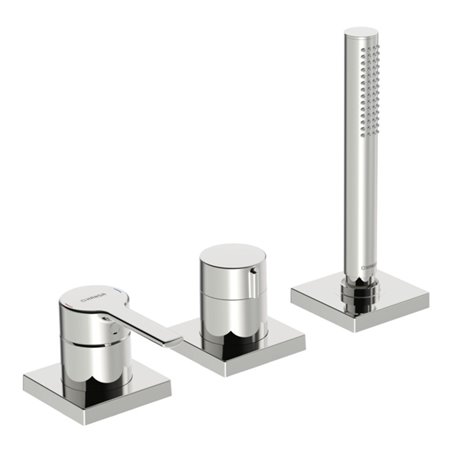 Hansa Fertigmontageset HANSARONDA 3-Loch-Bidet-Einhebelmischer, Rosette eckig, chrom