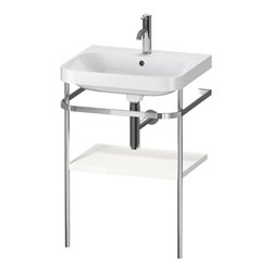 Duravit Möbelwaschtisch-Kombi Happy D.2 Plus 57,5x49cm, 1 HL, we hgl, m Metallkonsole