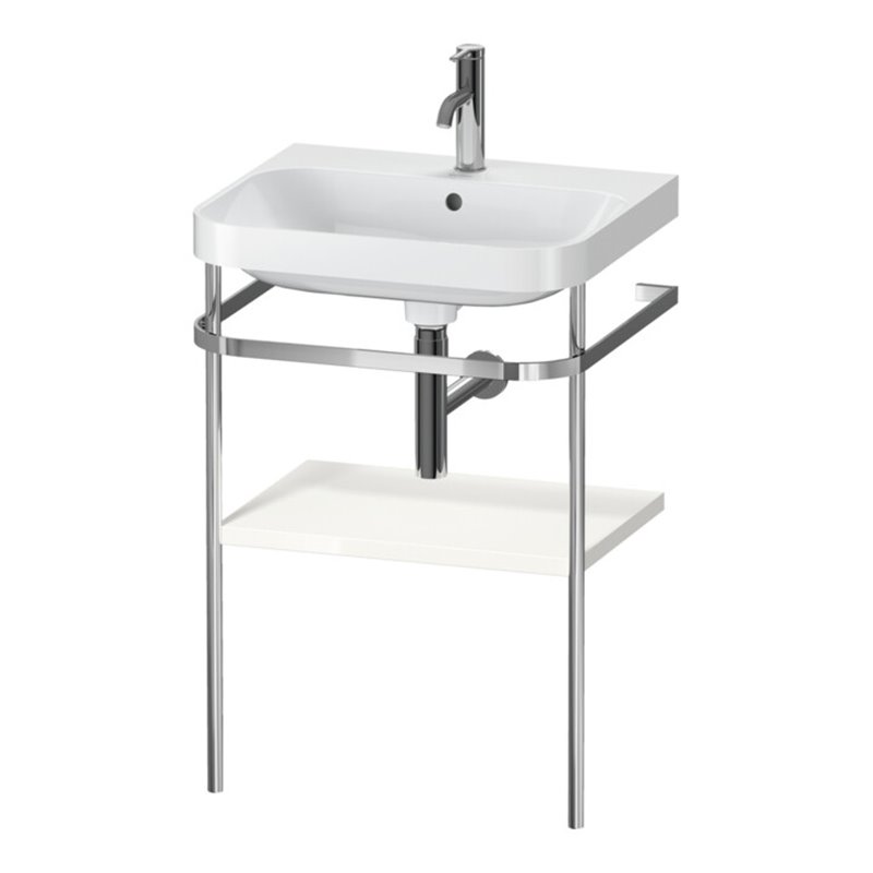 Duravit Möbelwaschtisch-Kombi Happy D.2 Plus 57,5x49cm, 1 HL, we hgl, m Metallkonsole