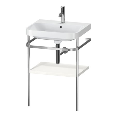 Duravit Möbelwaschtisch-Kombi Happy D.2 Plus 57,5x49cm, 1 HL, we hgl, m Metallkonsole