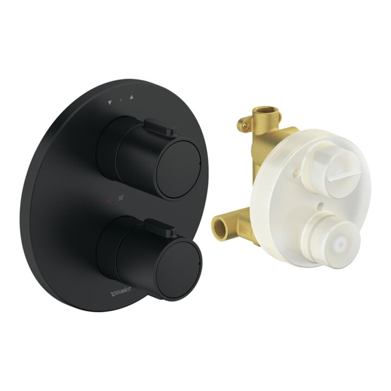 Duravit Fertigmontageset UP-THM, Rosette rund, schwarz matt