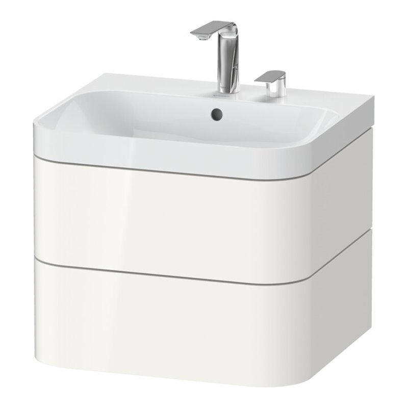 Duravit Möbelwaschtisch Happy D.2 Plus 57,5x49cm, 2 HL, we hgl, 2 Schubkästen