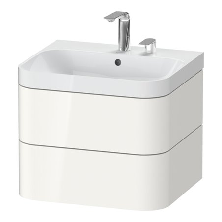Duravit Möbelwaschtisch Happy D.2 Plus 57,5x49cm, 2 HL, we hgl, 2 Schubkästen