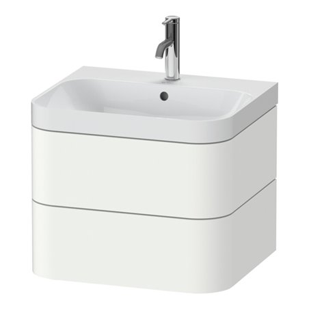 Duravit Möbelwaschtisch Happy D.2 Plus 57,5x49cm, 1 HL, we s-matt, 2 Schubk.