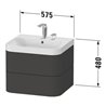 Duravit Möbelwaschtisch Happy D.2 Plus 57,5x49cm, 1 HL, we s-matt, 2 Schubk.