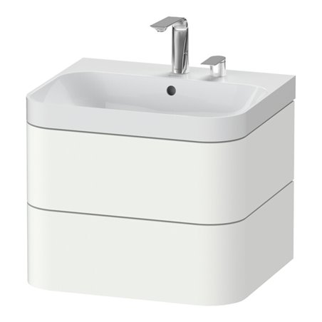 Duravit Möbelwaschtisch Happy D.2 Plus 57,5x49cm, 2 HL, we s-matt, 2 Schubk.