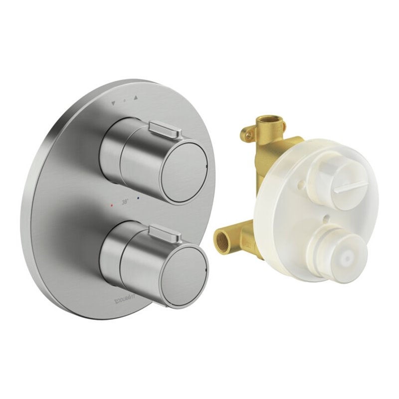 Duravit Fertigmontageset UP-THM, Ros. rund, Edelstahl gebürstet