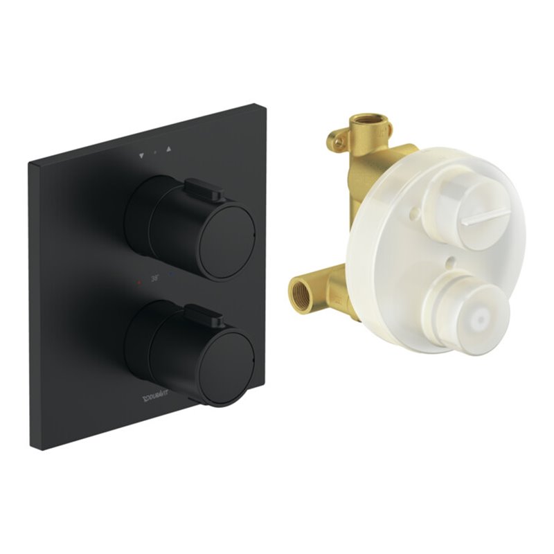 Duravit Fertigmontageset UP-THM, Rosette eckig, schwarz matt