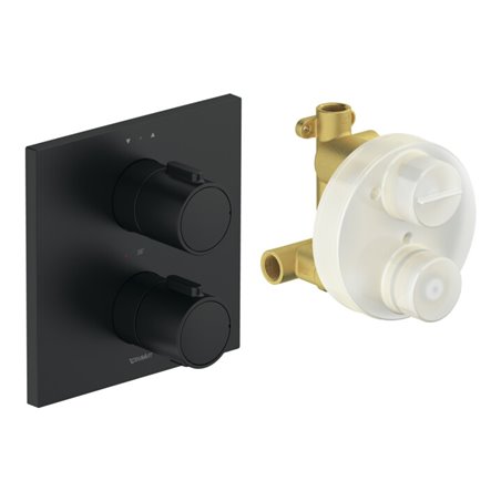 Duravit Fertigmontageset UP-THM, Rosette eckig, schwarz matt
