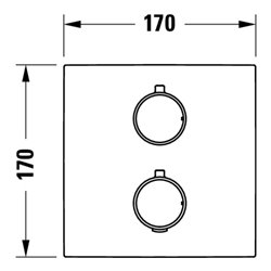Duravit Fertigmontageset UP-THM, Rosette eckig, schwarz matt