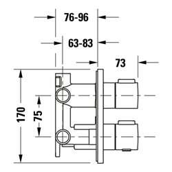 Duravit Fertigmontageset UP-THM, Rosette eckig, schwarz matt
