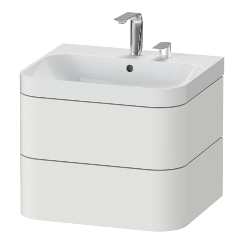 Duravit Möbelwaschtisch Happy D.2 Plus 57,5x49cm, 2 HL, No we s-matt, 2 Schubk.